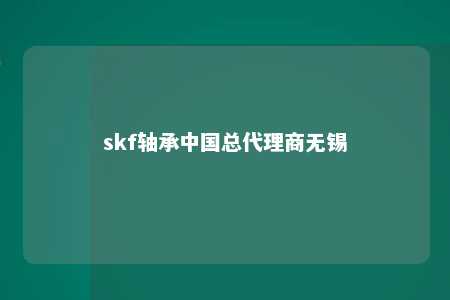 skf轴承中国总代理商无锡 